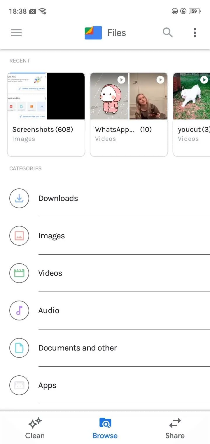 Files Go giao diện quản lý tệp và chia sẻ dữ liệu