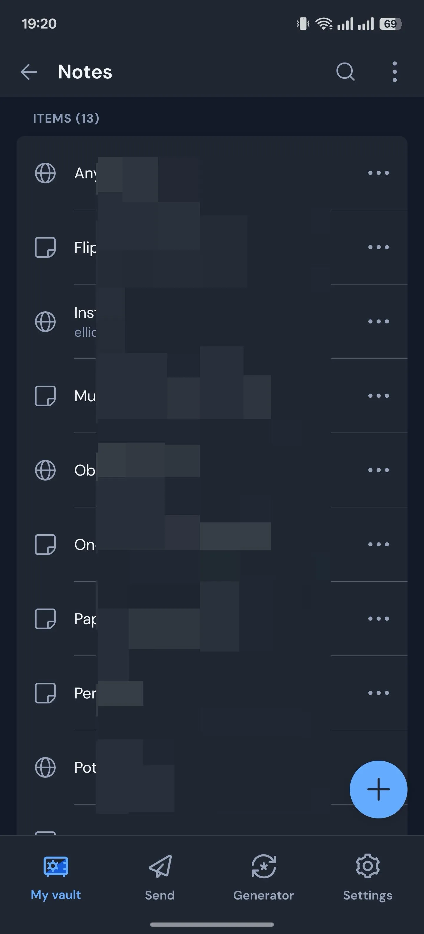 Ghi chú bảo mật trong ứng dụng quản lý mật khẩu Bitwarden trên Android