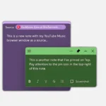 Ghi chú Sticky Notes trên Windows 11 được ghim cố định lên trên cùng các cửa sổ ứng dụng khác.