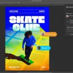 Giao diện Adobe Photoshop minh họa tính năng Live Co-Editing với biểu tượng người dùng đang cộng tác chỉnh sửa đồng thời