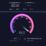 Giao diện bài kiểm tra tốc độ mạng Ookla với các thông số download, upload và ping (độ trễ)