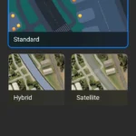 Giao diện bản đồ Apple Maps với các tùy chọn xem vệ tinh và hỗn hợp trên trình duyệt di động.