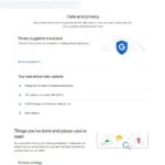 Giao diện Bảng điều khiển Dữ liệu và Quyền riêng tư của Google