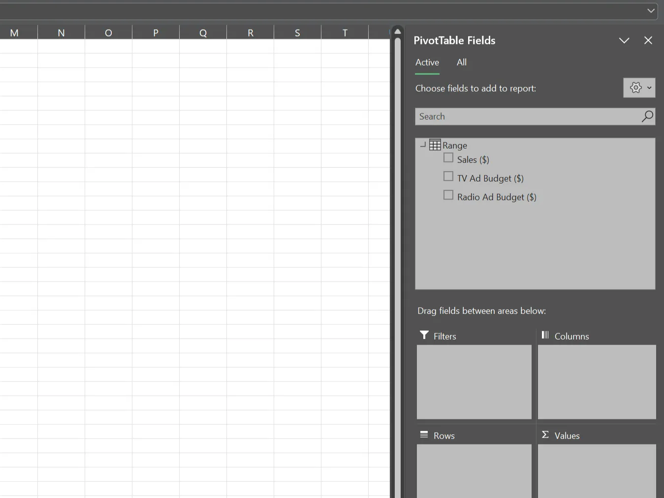 Giao diện bên lề PivotTable trong Excel hỗ trợ phân tích dữ liệu đa chiều