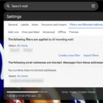 Giao diện cài đặt bộ lọc email trong Gmail để quản lý thông báo từ nhà bán lẻ