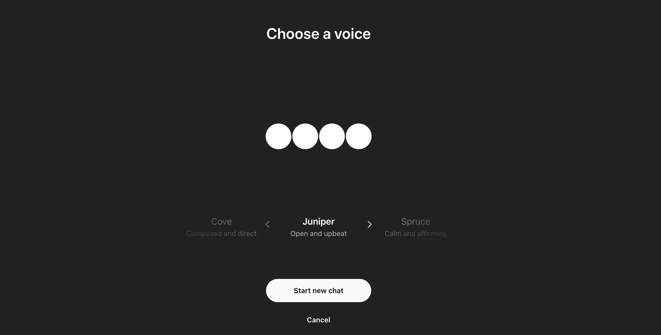 Giao diện cài đặt cho phép thay đổi giọng nói trong chế độ đàm thoại (Voice Mode) của ChatGPT, tùy chỉnh trải nghiệm tương tác giọng nói.