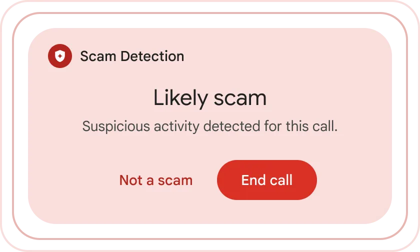 Giao diện cảnh báo cuộc gọi lừa đảo trên ứng dụng Điện thoại của Google