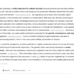 Giao diện ChatGPT hiển thị kết quả tìm kiếm chuyên sâu về tổng hợp protein, kèm theo các nguồn tham khảo đa dạng