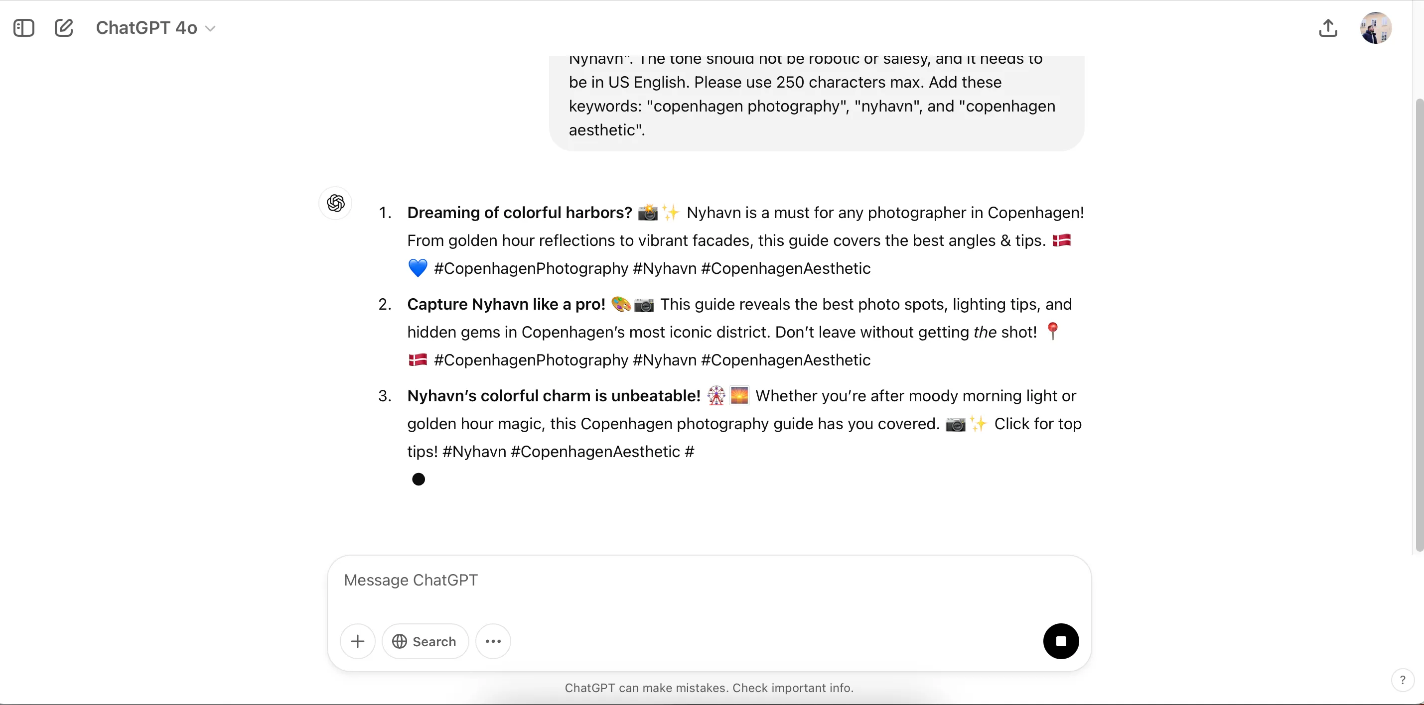 Giao diện ChatGPT tạo nội dung bài đăng Pinterest thu hút người đọc