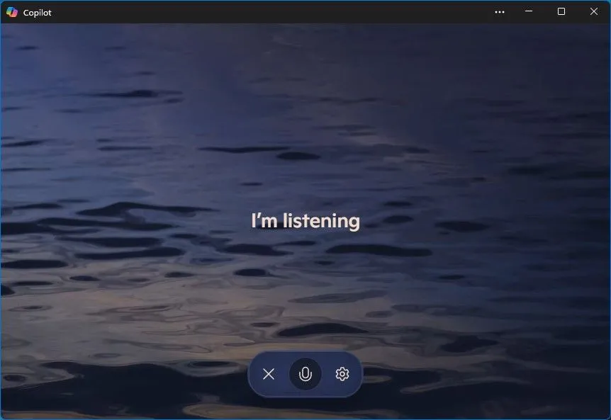 Giao diện chế độ giọng nói của Copilot trên ứng dụng Windows