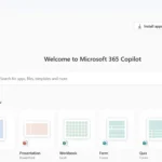 Giao diện chính của Microsoft 365 Copilot, hiển thị khả năng tích hợp AI vào ứng dụng văn phòng