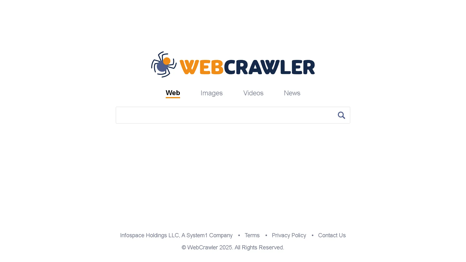 Giao diện chính của WebCrawler.com, công cụ tìm kiếm toàn văn đầu tiên ra mắt năm 1994, giữ nguyên phong cách thập niên 90