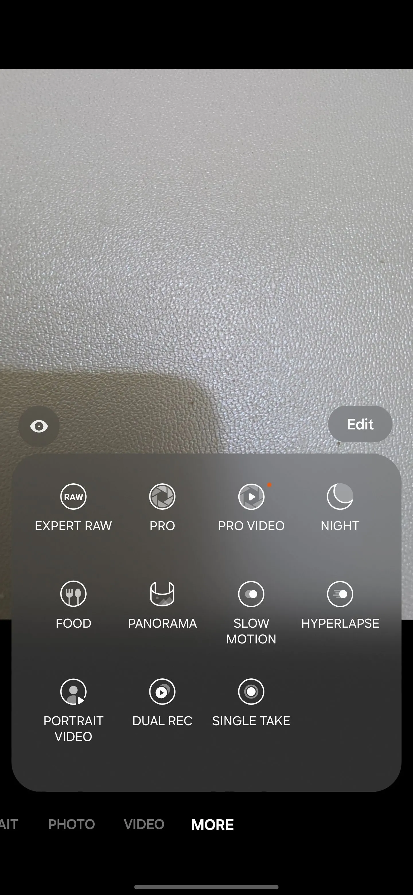 Giao diện chọn chế độ Expert RAW và Pro Mode trong cài đặt Camera Samsung