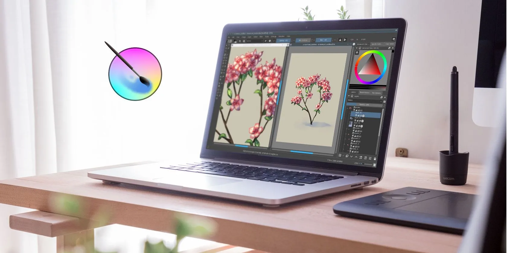 Giao diện của Krita và GIMP, hai phần mềm miễn phí thay thế Adobe Photoshop và Lightroom.