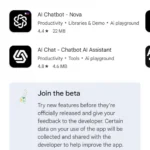 Giao diện đăng ký chương trình beta ChatGPT trên Google Play Store