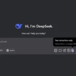 Giao diện DeepSeek hiển thị thông báo giới hạn khả năng tải lên tệp, chỉ hỗ trợ văn bản.
