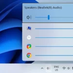 Giao diện EarTrumpet trên Windows 11 hiển thị các thanh điều chỉnh âm lượng riêng biệt cho từng ứng dụng.