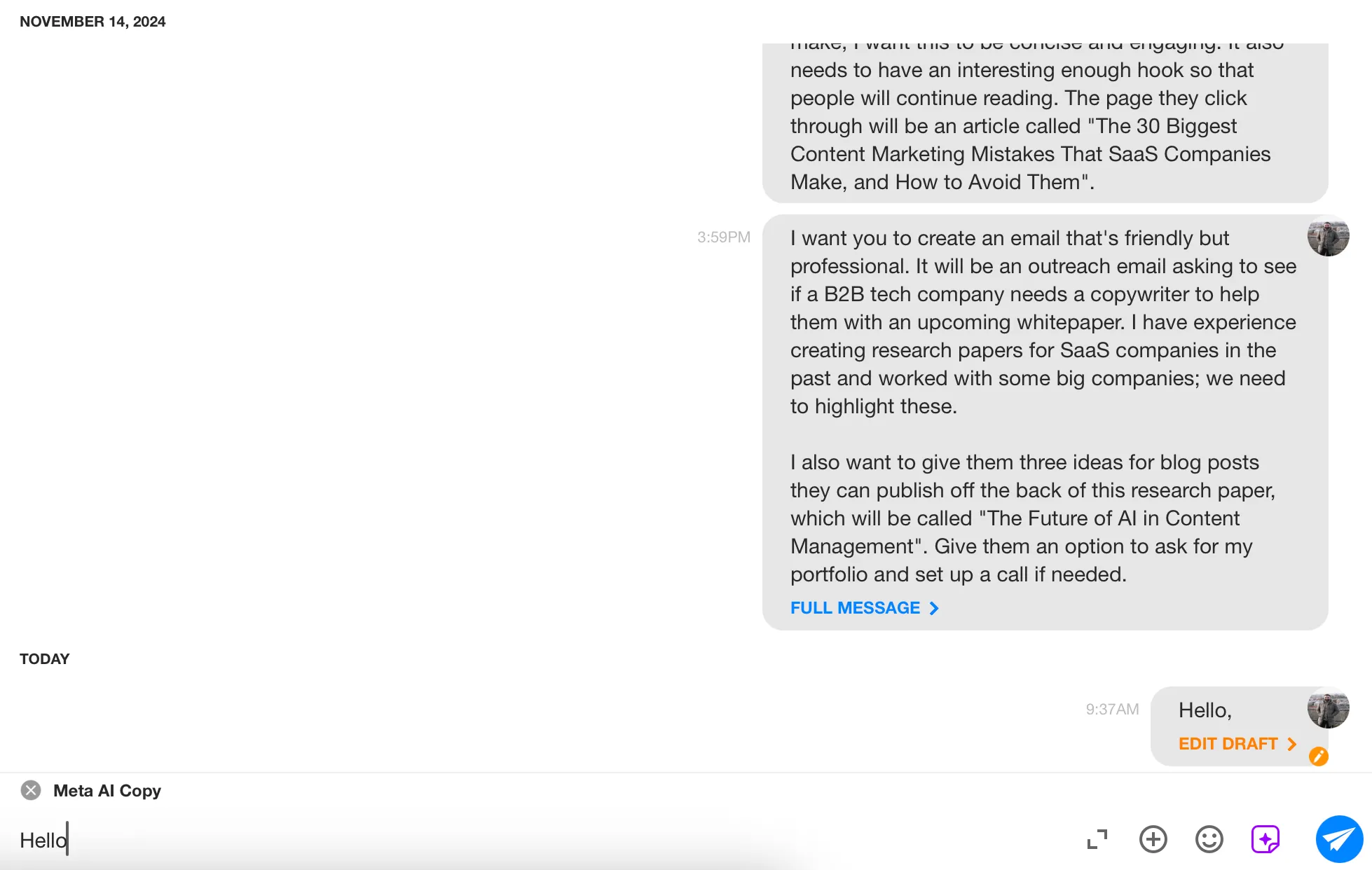 Giao diện email dạng chat trong ứng dụng Spike