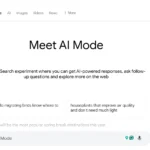 Giao diện Google AI Mode với khung trò chuyện và các câu hỏi mẫu gợi ý.