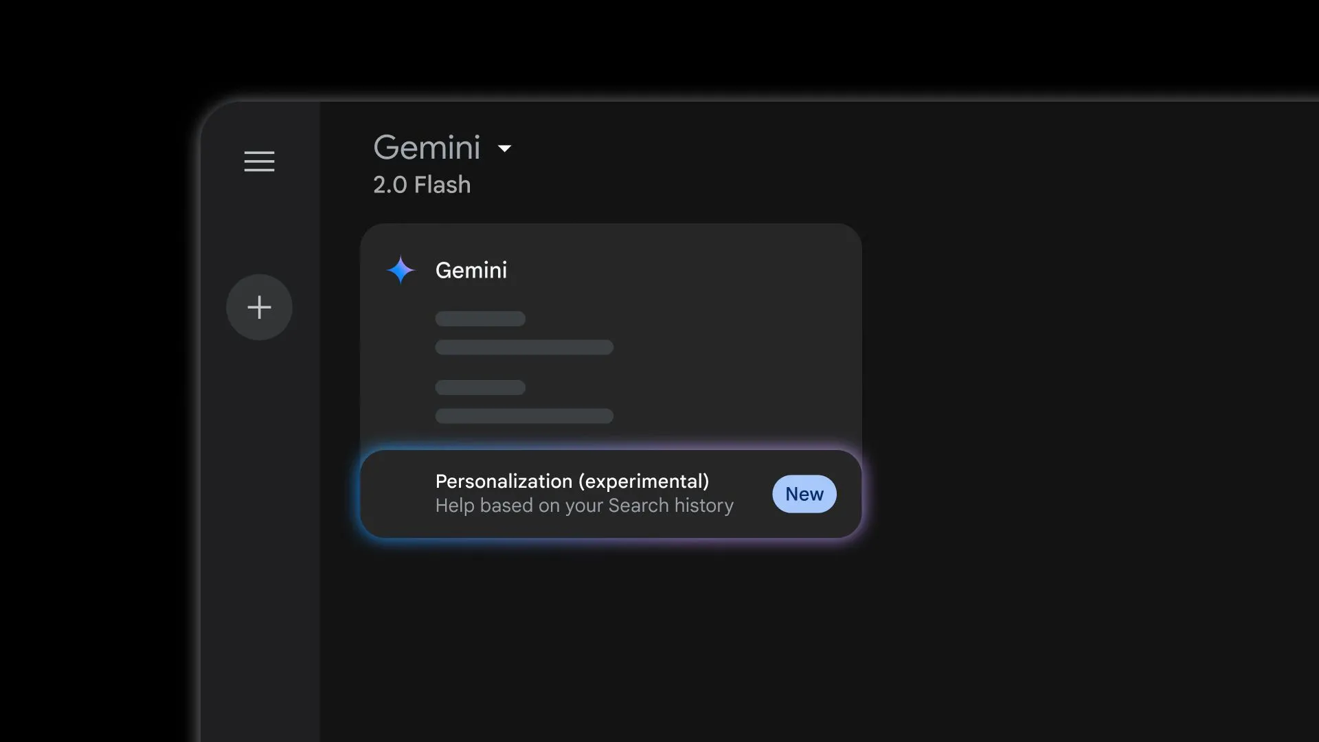 Giao diện Google Gemini hiển thị tùy chọn Cá nhân hóa (experimental) để liên kết với lịch sử tìm kiếm, giúp phản hồi AI chính xác hơn.