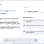 Giao diện Google NotebookLM đang tạo Tổng quan Âm thanh (Audio Overview) với các chủ đề nghiên cứu