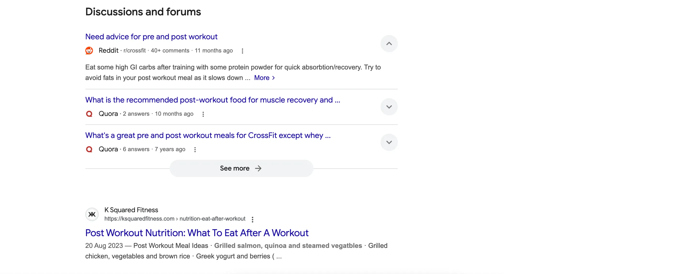 Giao diện Google Tìm kiếm phân loại rõ ràng kết quả từ các diễn đàn và thảo luận như Reddit và Quora, giúp người dùng dễ dàng tìm kiếm thông tin.