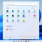 Giao diện hệ điều hành Tiny11 với các biểu tượng quen thuộc của Windows 11 trên nền desktop tối giản.