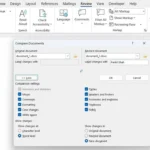 Giao diện hộp thoại Compare Documents trong Microsoft Word để chọn tài liệu gốc và tài liệu sửa đổi