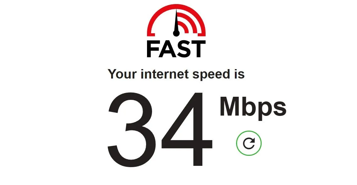 Giao diện kiểm tra tốc độ internet nhanh chóng trên Fast.com của Netflix