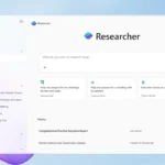 Giao diện Microsoft 365 Copilot hiển thị các tác nhân AI Researcher và Analyst, minh họa khả năng hỗ trợ nghiên cứu và phân tích dữ liệu chuyên sâu.