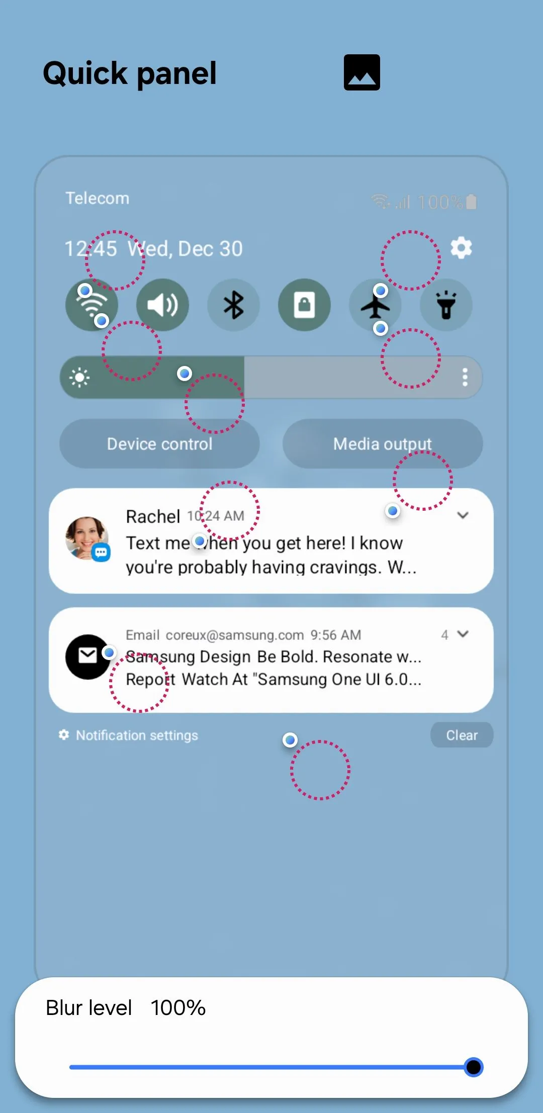 Giao diện module Theme Park của Good Lock cho phép tùy chỉnh bảng điều khiển nhanh Quick Settings