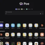 Giao diện nền tảng Poe AI trên máy tính, hiển thị các mô hình chatbot đa dạng như GPT-4o, Claude Opus và Gemini