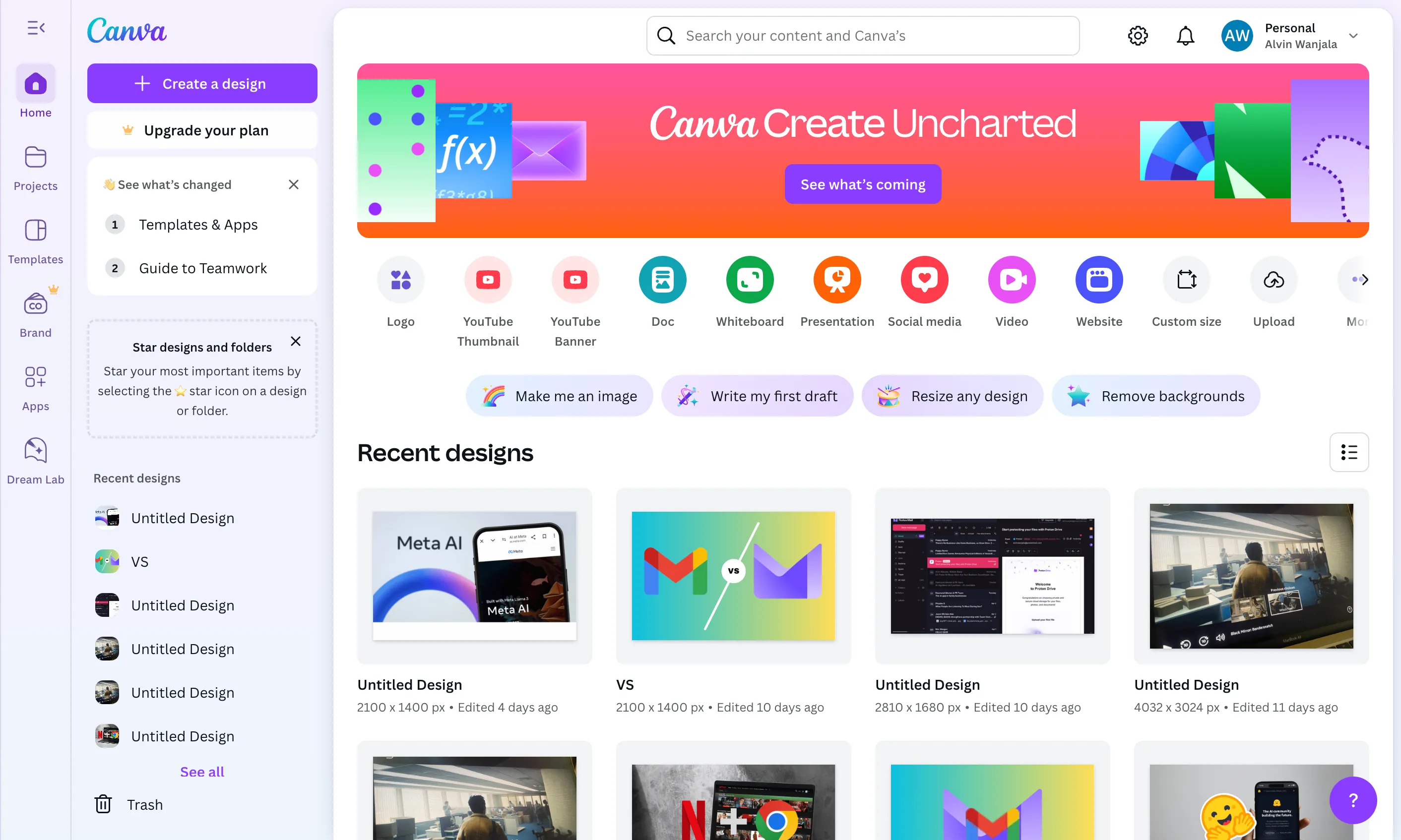Giao diện người dùng Canva đơn giản, dễ tiếp cận cho mọi nhu cầu thiết kế đồ họa online