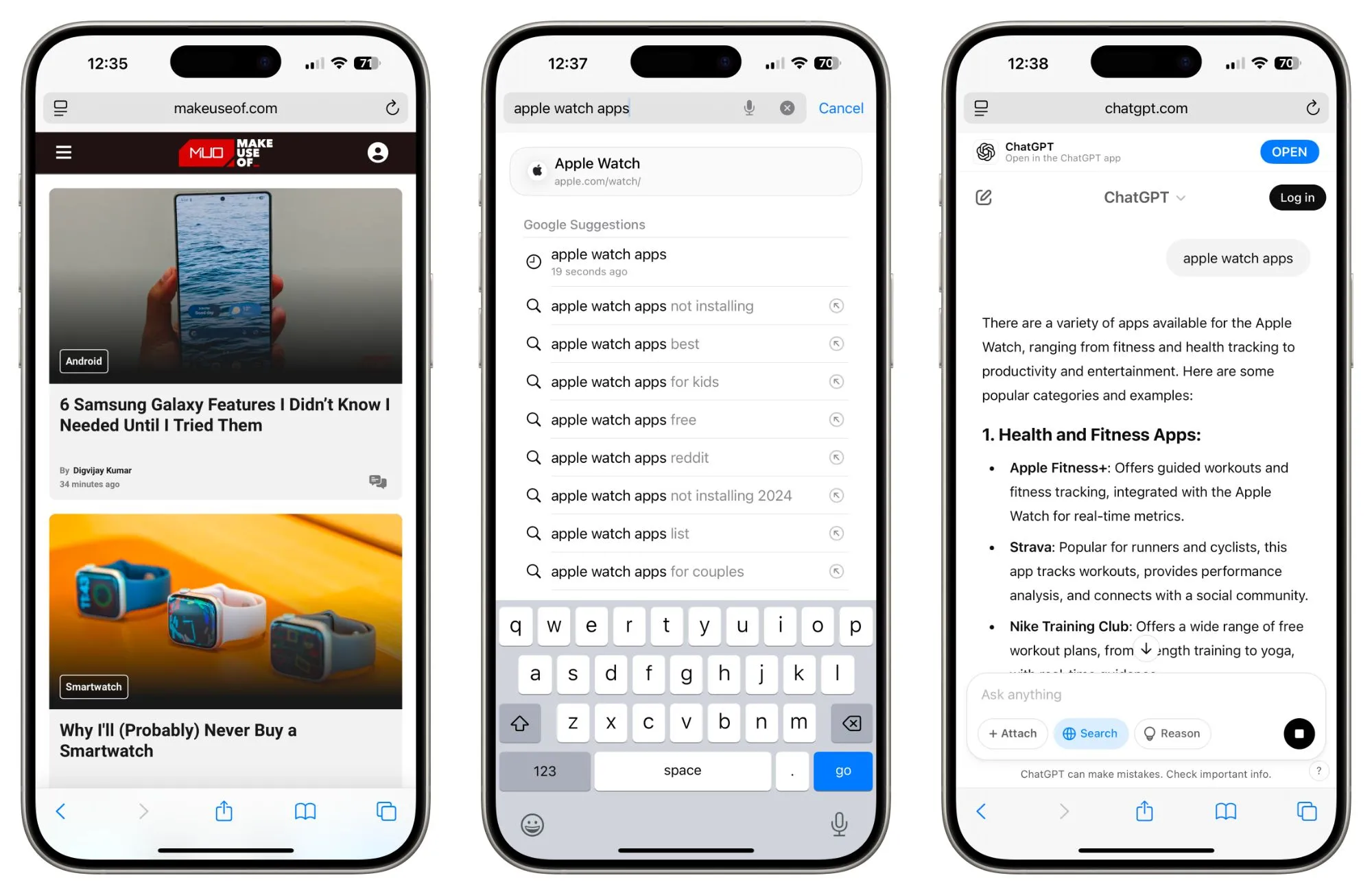 Giao diện người dùng sử dụng tiện ích mở rộng ChatGPT Search trên trình duyệt Safari của iPhone, hiển thị kết quả tìm kiếm được tóm tắt bởi AI.