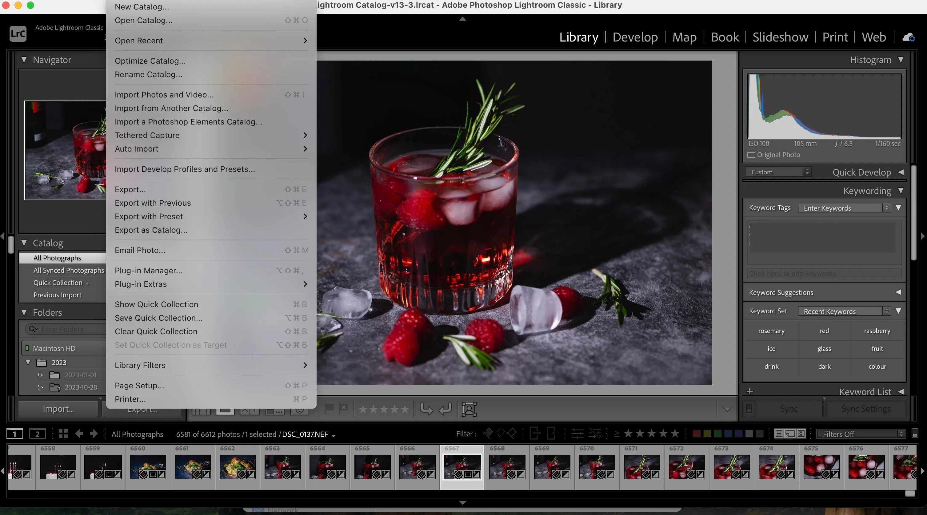 Giao diện nhập ảnh của Adobe Lightroom