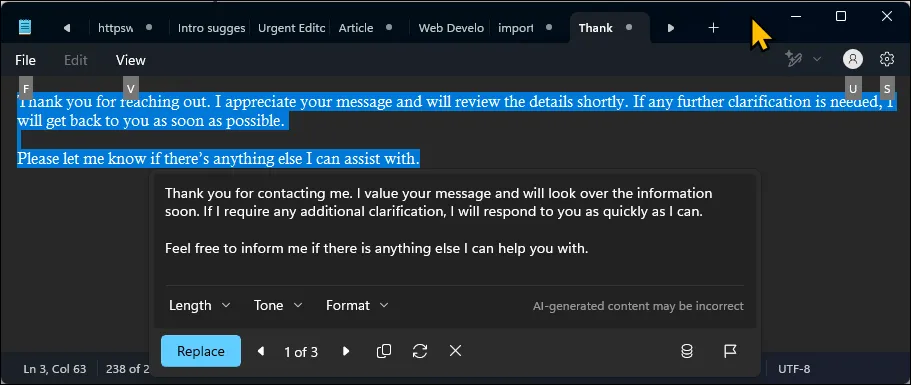 Giao diện Notepad mới với chế độ tối (Dark Mode) trên Windows 11
