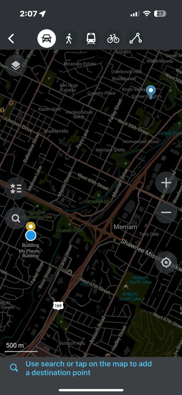 Giao diện Organic Maps khi thêm điểm đến, minh họa khả năng định vị chính xác mà không cần theo dõi dữ liệu người dùng.
