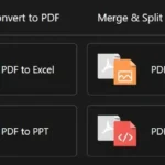 Giao diện PDFGear hiển thị khả năng chuyển đổi định dạng PDF sang các loại tệp khác