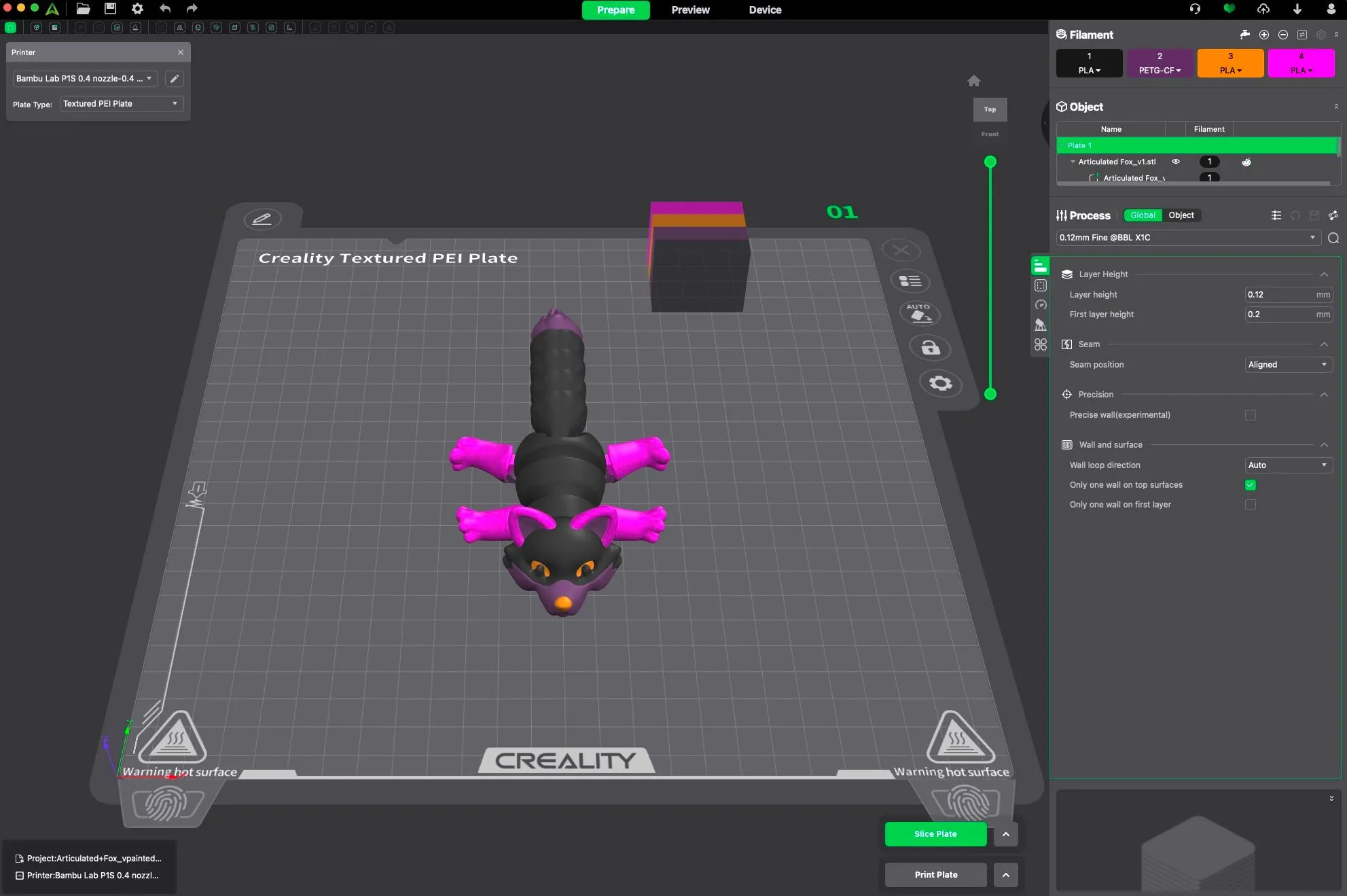 Giao diện phần mềm Creality Print để chuẩn bị và điều khiển in 3D