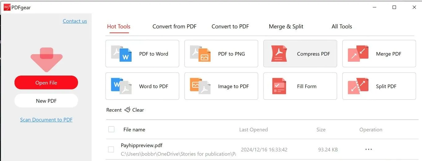Giao diện phần mềm PDFGear