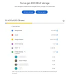 Giao diện quản lý dung lượng Google One hiển thị chi tiết dữ liệu lưu trữ theo danh sách.