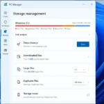 Giao diện quản lý dung lượng lưu trữ của Microsoft PC Manager trên Windows 11
