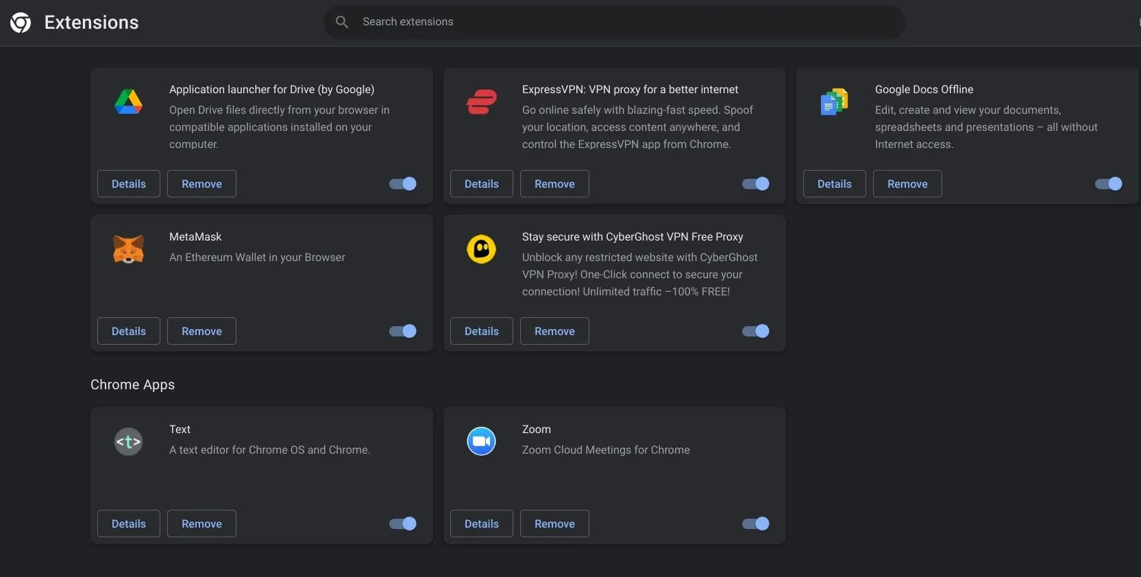 Giao diện quản lý tiện ích mở rộng Google Chrome giúp tăng tốc trình duyệt hiệu quả