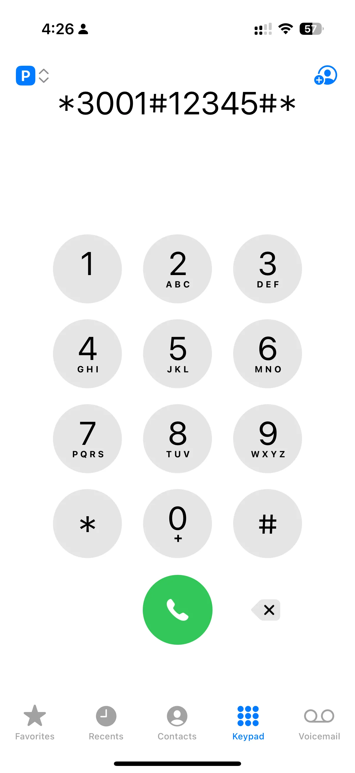 Giao diện quay số mã Field Test Mode trên iPhone để kiểm tra cường độ sóng di động