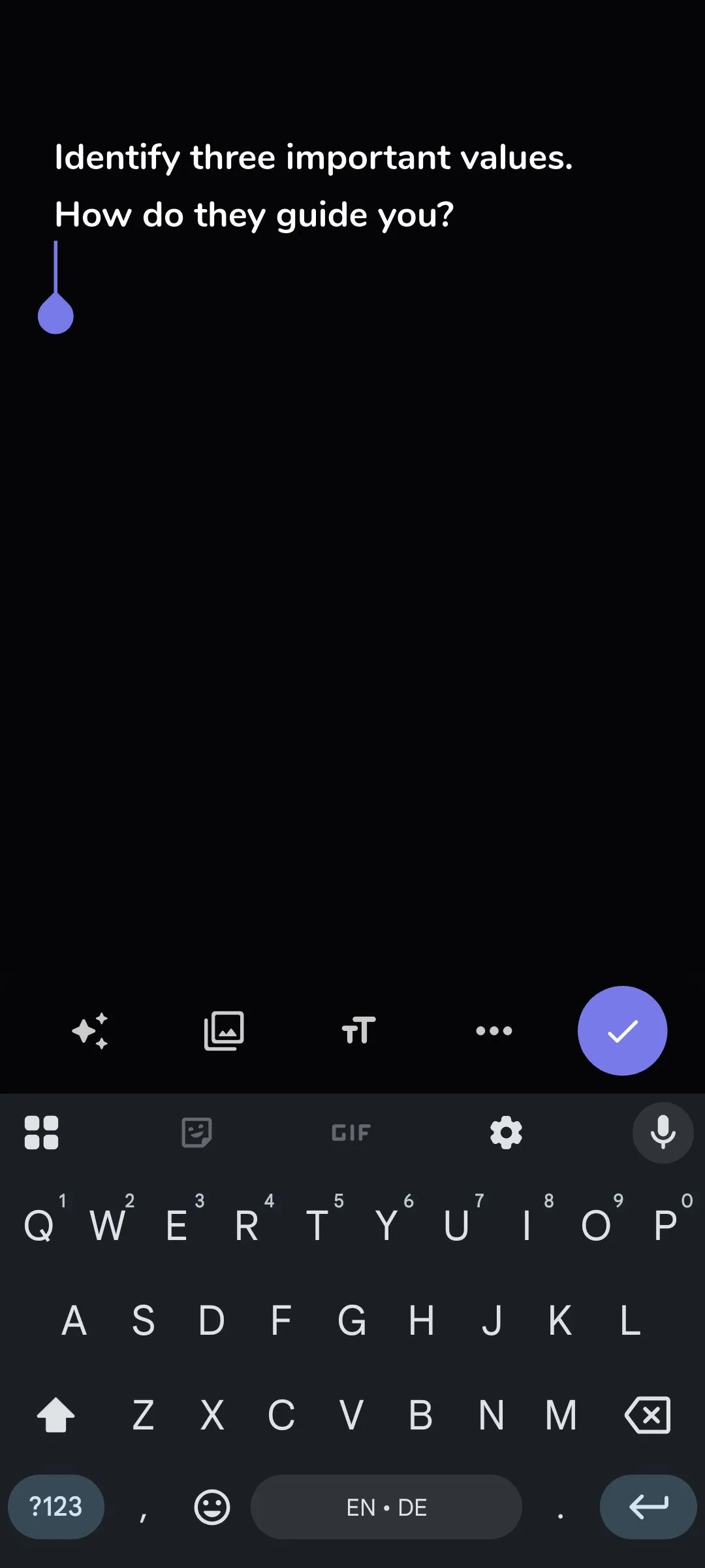 Giao diện Reflection.app với một mẫu câu hỏi từ mục Inspiration để gợi ý viết nhật ký.
