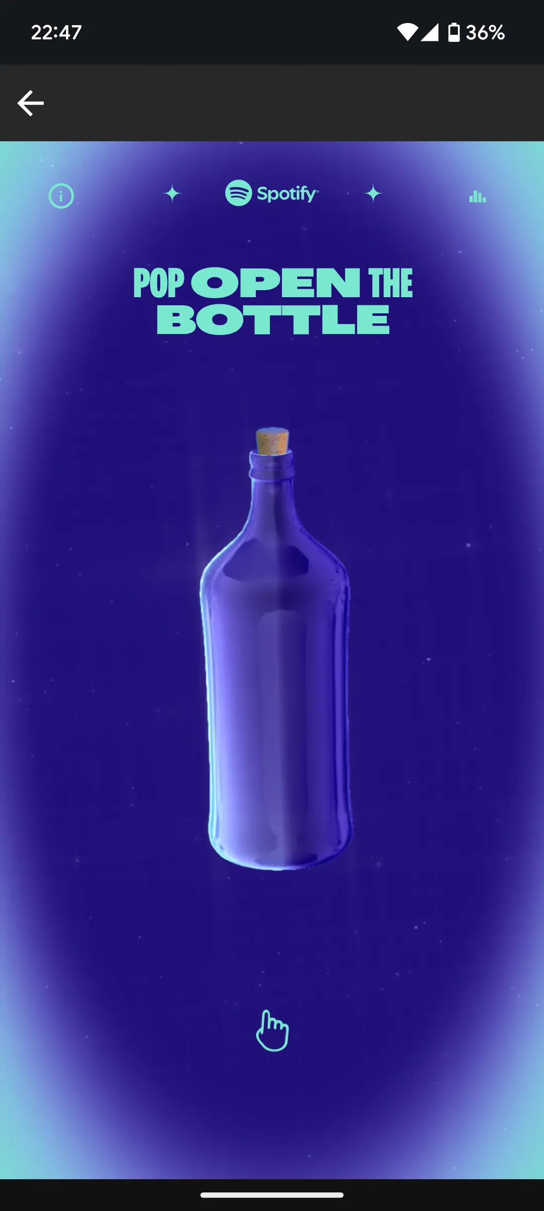 Giao diện Spotify hiển thị thông báo đã có thể mở Playlist In a Bottle 2024