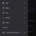 Giao diện thanh bên ứng dụng Spark Mail trên Android với các thư mục email chính