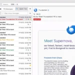 Giao diện Thunderbird với email đang mở và các tab quản lý