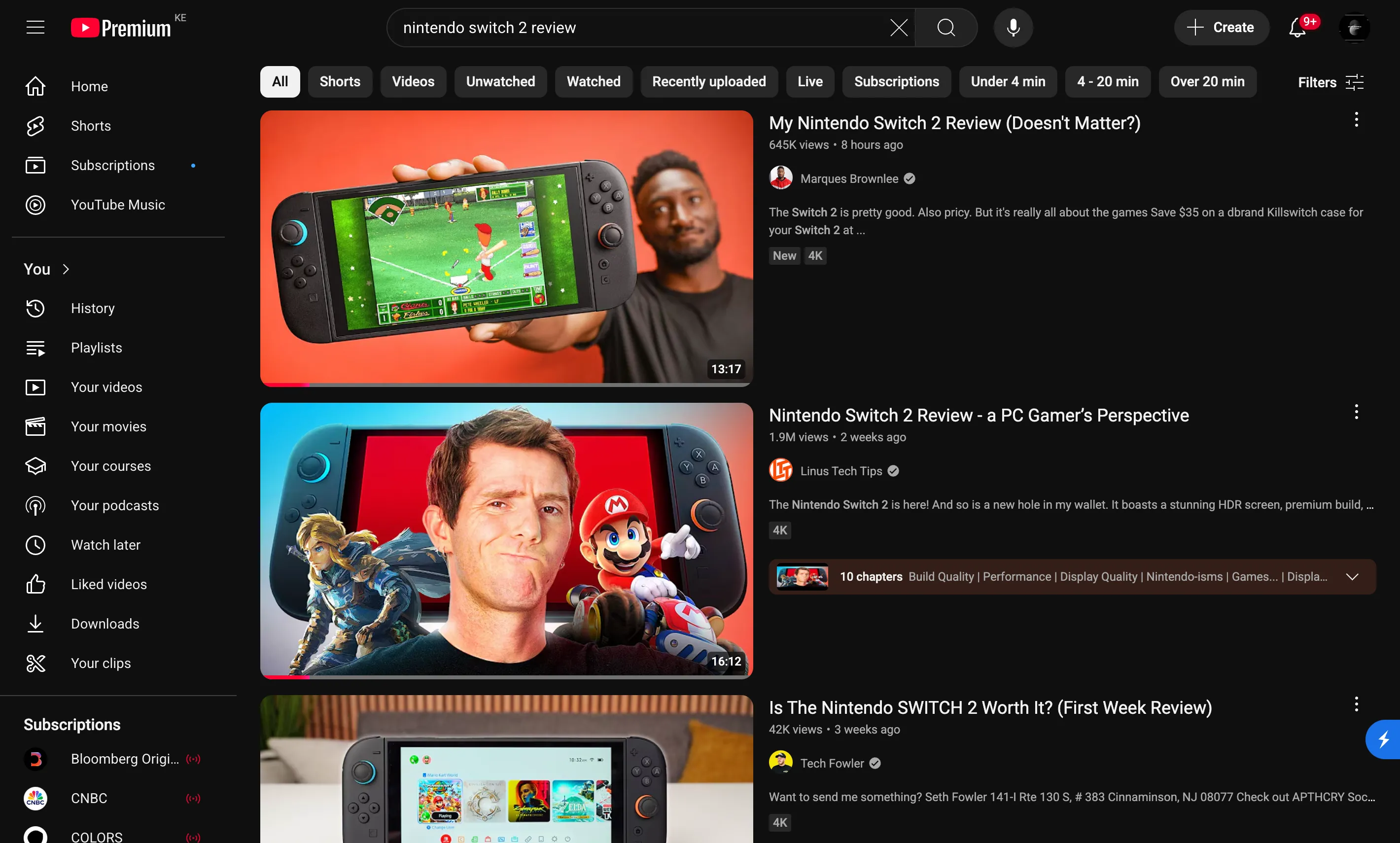 Giao diện tìm kiếm đánh giá sản phẩm trên YouTube, minh họa cách người dùng tra cứu video review để đưa ra quyết định mua hàng