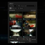 Giao diện tìm kiếm thông minh bằng AI trong Adobe Premiere Pro, cho phép tìm video theo từ khóa, nội dung, và metadata